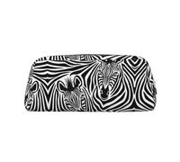 ESASAM Zebra Leather Zipper Three-Dimensional Pencil Case, Simple and Elegant, Fashionable and Practical
