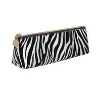 ESASAM Zebra Print Leather Triangular Pencil Case, Lightweight and Cute, with Large Capacity