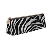 ESASAM Zebra-Print Leather Triangular Pencil Case, Lightweight and Cute, with Large Capacity