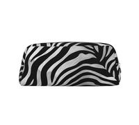 ESASAM Zebra-Print Leather Zipper Three-Dimensional Pencil Case, Simple and Elegant, Fashionable and Practical