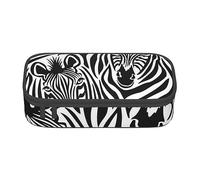 ESASAM Zebra Print Pencil Case Spacious Oxford Cloth Storage with Multiple Compartments