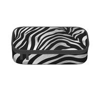 ESASAM Zebra-Print Print Pencil Case Spacious Oxford Cloth Storage with Multiple Compartments