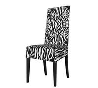 ESASAM Zebra Print Printed Dining Chair Protective Cover, Machine Washable, Suitable For Universal Armless Chairs