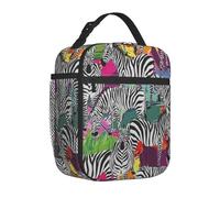 ESASAM Zebra Print Stylish Lunchbag – Full-Print Design Oxford Cloth Lunch Bag, Durable and Insulated for Food and Beverages