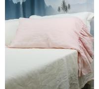 ESASILK 100% French Linen Pillowcase Ruffles Pillow cover King Queen Twin 1 pcs (twin, pink)
