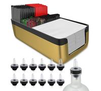 Esatto Bar Products Premium Bar Caddy (Gold), With Additional 12 Pourers and 12 Pourer Covers
