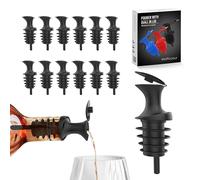 Esatto Pour and Seal, Plastic Bottle Pourers With Built In Lid - Easy and Precise Pouring, Lid for Storing and Healthy Practices, Professional Bar Tool, Pack of 12 Pieces Wine Stopper Pourer (Black)