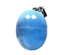 ESBANT Natural Blue Aquamarine Necklace Pendant for Woman Man Silver Crystal 21x16x9mm Oval Beads Stone Jewelry