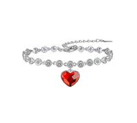 Esbbela Crystal Bracelet for Women 14K White Gold Heart Charm Artificial Diamond Wrist Jewelry Adjustable 7-8 inches, Crystal Brass, crystal