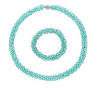 Esbbela Hand Knotted Beads Statement Necklace Artificial Crystal Choker for Women- Handmade Beaded Strand Sparkly Faceted Crystal Rondelle-17inches, Black/Red/Brown, 17-18 inch, Artificial Crystal