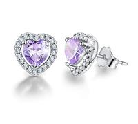 Esberry 18K Gold Plating 925 Sterling Silver Birthstone Love Heart Stud Earrings Cubic Zirconia Hypoallergenic Earrings Birthday gift for Women and Girls (June-Alexandrite)