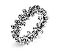 Esberry 18K Gold Plating 925 Sterling Silver CZ Dazzling Daisy Rings Cubic Zirconia Flower Rings Stackable Ring for Women and Girls (Q)