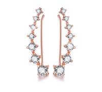 Esberry 18K Gold Plating 925 Sterling Silver CZ Simulated Diamond Ear Crawler Cuff Earrings Climber Jackets Cubic Zirconia Hypoallergenic Earrings for Women and Girls (Rose Gold-White Zircon)