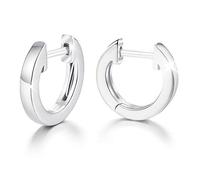 Esberry 18K Gold Plating 925 Sterling Silver Earrings Small Hoop Earrings Huggie Hoop Earrings Cuff Earring Hypoallergenic Earrings for Women (White Gold)