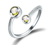 Esberry✦Gift for Christmas✦18K Gold Plated 925 Sterling Silver Birth Month Adjustable Rings for Women and Girls (August-Perldot)