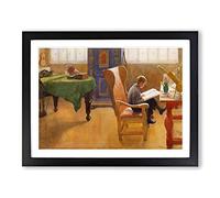 Esbjorn In The Study By Carl Larsson Classic Painting Framed Print | A4 Black Framed Wall Art | Ready to Hang | Classic Historical Picture | Living Room Bedroom Lounge Office