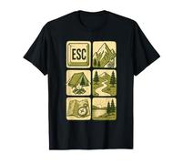 ESC Key Outdoor Adventure Retro Block Design T-Shirt