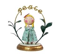 ESC Lori Mitchell Christmas Winter Praying for Peace with Golden Peace Sign, 7 Inches Tall, Multicolor