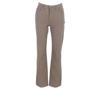 ESCADA Women's Preloved High-Rise Flared Trousers in Brown Cotton in Light Brown | Size: 36