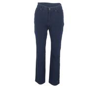 ESCADA Women's Preloved High-Rise Flared Trousers in Navy Cotton | Size: 36