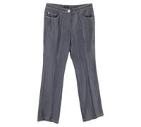ESCADA Women's Preloved Visible Stitch Detail Straight-Leg Trousers in Grey Cotton | Size: 36