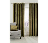 'Escala' Woven Lined Curtains Helena Springfield Olive 228cm width x 183cm drop