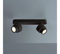 Escale BRUSH LED spot, black, 30 cm, 2-bulb, metal, dimmable, 2,700 K