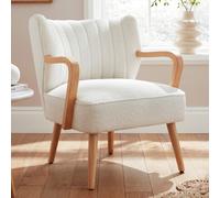 escanaba fabric bedroom chair with wooden frame - cream