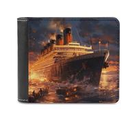 Escape from Boat The Titanic Funny Men's Wallets with ID Credit Card Holder Slim Front Pockets Bifold Wallet