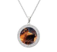 Escape from Boat The Titanic Novelty Pendant Necklace Fashion Diamond Jewelry for Women Men Silver Gold