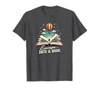 Escape Into A Book: Magical Reading Adventure T-Shirt, Men, Dark Heather Grey, 5XL