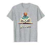 Escape Into A Book: Magical Reading Adventure T-Shirt, Men, Heather Grey, 4XL