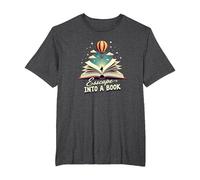 Escape Into A Book: Magical Reading Adventure T-Shirt, Men's Big and Tall, Dark Heather Grey, 4X Tall
