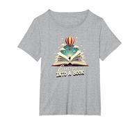Escape Into A Book: Magical Reading Adventure T-Shirt, Women's Plus, Heather Grey, 4X