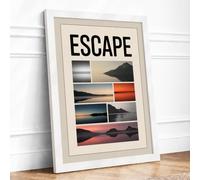 Escape: Minimal Landscapes Minimalist Framed Wall Art Print A2 White