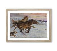 Escape of The Horses by Wojciech Kossak Framed Print | A2 Oak Framed Wall Art | Ready to Hang | Modern Animal Picture | Living Room Bedroom Lounge Office