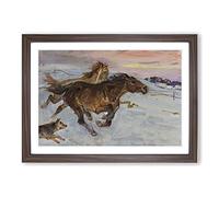 Escape of The Horses by Wojciech Kossak Framed Print | A2 Walnut Framed Wall Art | Ready to Hang | Modern Animal Picture | Living Room Bedroom Lounge Office