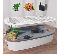 Escape-Proof 6.5 Gallon Turtle Tank Kit with Basking Platform & Filter - Acrylic Aquarium for Juvenile Turtles, Multi-Zone Habitat, Easy Water Change, Full View, White