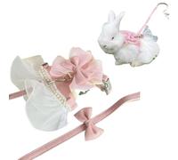 Escape Proof Bunny Vest Harness and Leash Set for Walking Training with Cute Skirt Mesh Breathable Design for Small Outdoor Camping Hiking Adventures (32x33x2)