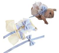 Escape Proof Bunny Vest Harness and Leash Set for Walking Training with Cute Skirt Mesh Breathable Design for Small Outdoor Camping Hiking Adventures (Blue, 25x33x2)