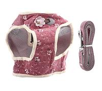 Escape Proof Cat Harness and Lead Set Cotton Breathable Pet Puppy Vest Chest Strap Harness No Pull for Cat and Small to Medium Dogs (Red, M)