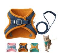 Escape-Proof Cat Harness and Leash Set, Soft Breathable Mesh Vest Style Cat Harness, Adjustable Step-In Cat Harness for Walking, Easy Wear Outdoor Harness for Small Medium Cats (Blue, XL (15-20 lb))