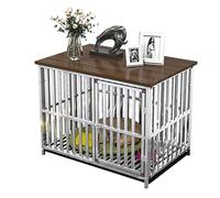 Escape Proof Dog Cage Kennel with Removable Tray, Stainless Steel Pet Cage for High Anxiety Dogs, Easy to Assemble Double Door Design(80x55x62cm)