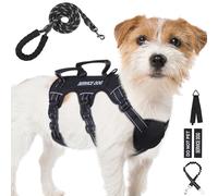 Escape Proof Dog Harness for Large Medium Sized Dogs Six Point Adjustable, Service Dog Vest Harness and Leash Set, No Pull Dogs Harnesses with Handle, Medium Dog Harnesses for Walking(Black, S)
