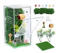 Escape Proof Jumping Spider Enclosure Kit - 3x3x6in Pre-Assembled Acrylic Terrarium with Magnetic Door/Micro Vent Holes/Accessories, Insects Habitat for Spiderlings, Mantis, Tarantulas, Snails