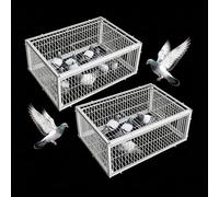 Escape-Proof Pigeon Trap Cage, Humane Live Bird Trap with One-Way Entry Doors, Rust-Resistant Foldable Metal Poultry Cage for Outdoor Garden, Farm, Backyard, Safe Catching of Doves and Sparrows