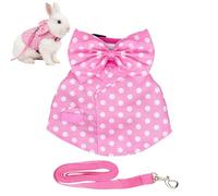 Escape Proof Rabbit Clothes - Adjustable Outfit | Kitten Harness with Lead and Bow - for Small Animals, Ferrets, Kittens, Squirrels, Walks in