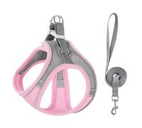 Escape Proof Small Cat Harness, Step In Vest with Double Neck & Chest Fixation, Reflective Adjustable Mesh Harness for Secure Outdoor Walking Pink A s