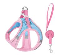 Escape Proof Small Cat Harness, Step In Vest with Double Neck & Chest Fixation, Reflective Adjustable Mesh Harness for Secure Outdoor Walking Blue A xs