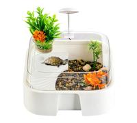 Escape Proof Turtle Aquarium - Lighted Terrarium, Compact Aquatic Tank, Complete Small Reptile Habitat Kit, Safe Enclosure for Hermit Crab Tortoise Bearded Dragon Snake Spider Indoor Home Office Use
